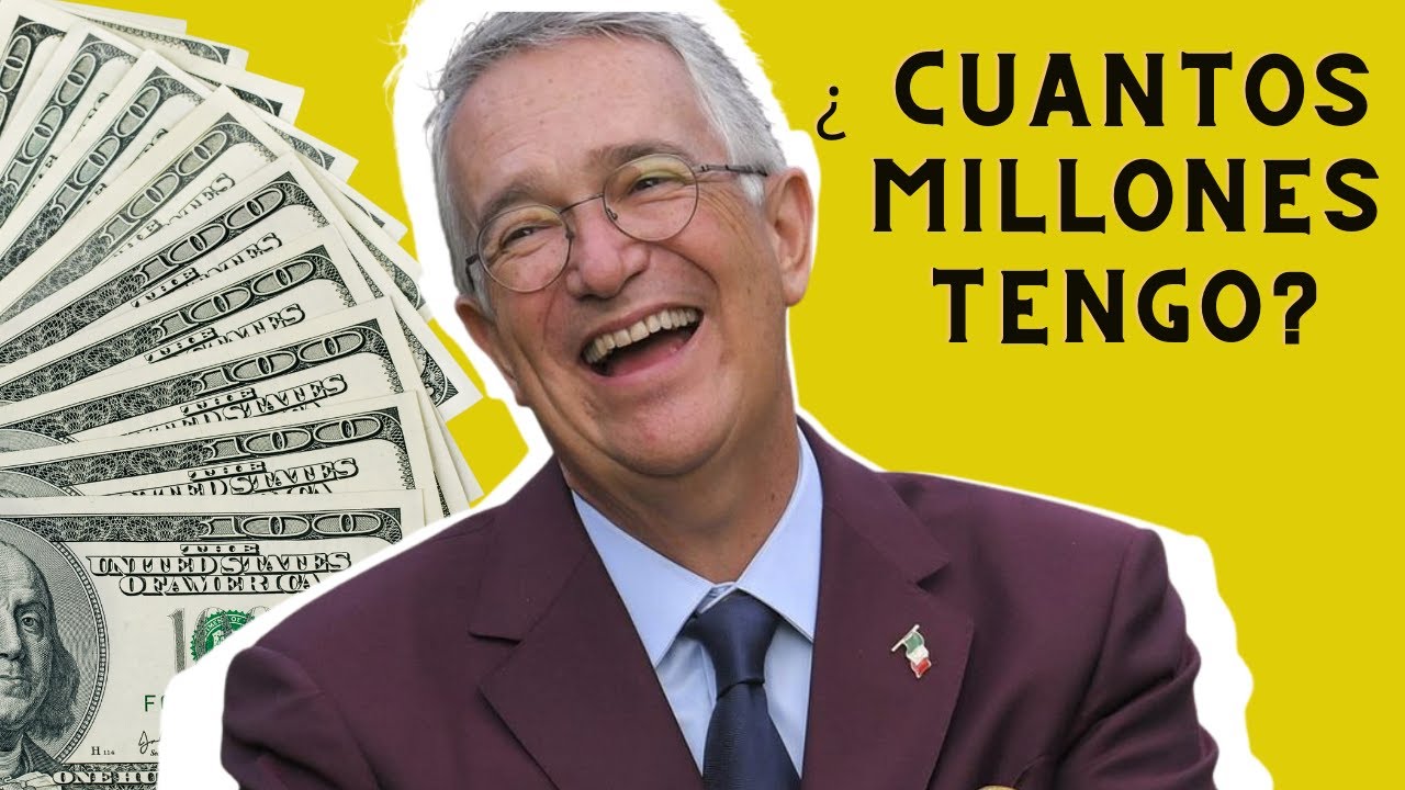 ricardo-salinas-pliego-date-of-birth - ND - Noticiario Digital Smiling man in a burgundy suit beside a fan of dollar bills with a bright yellow background and the Spanish caption “¿Cuantos millones tengo?”.
