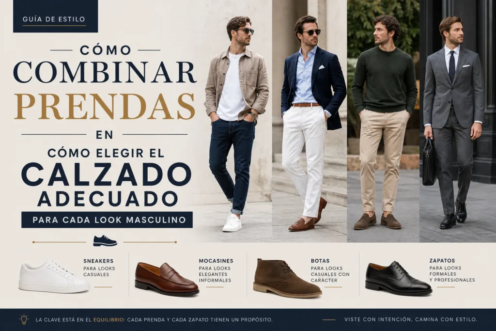 cómo combinar prendas en Cómo elegir el calzado adecuado para cada look masculino