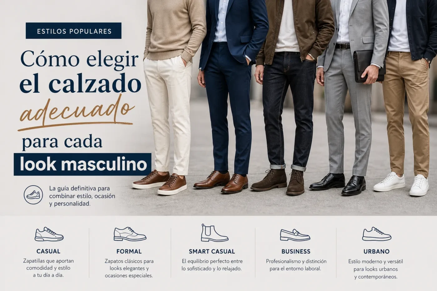 estilos populares de Cómo elegir el calzado adecuado para cada look masculino